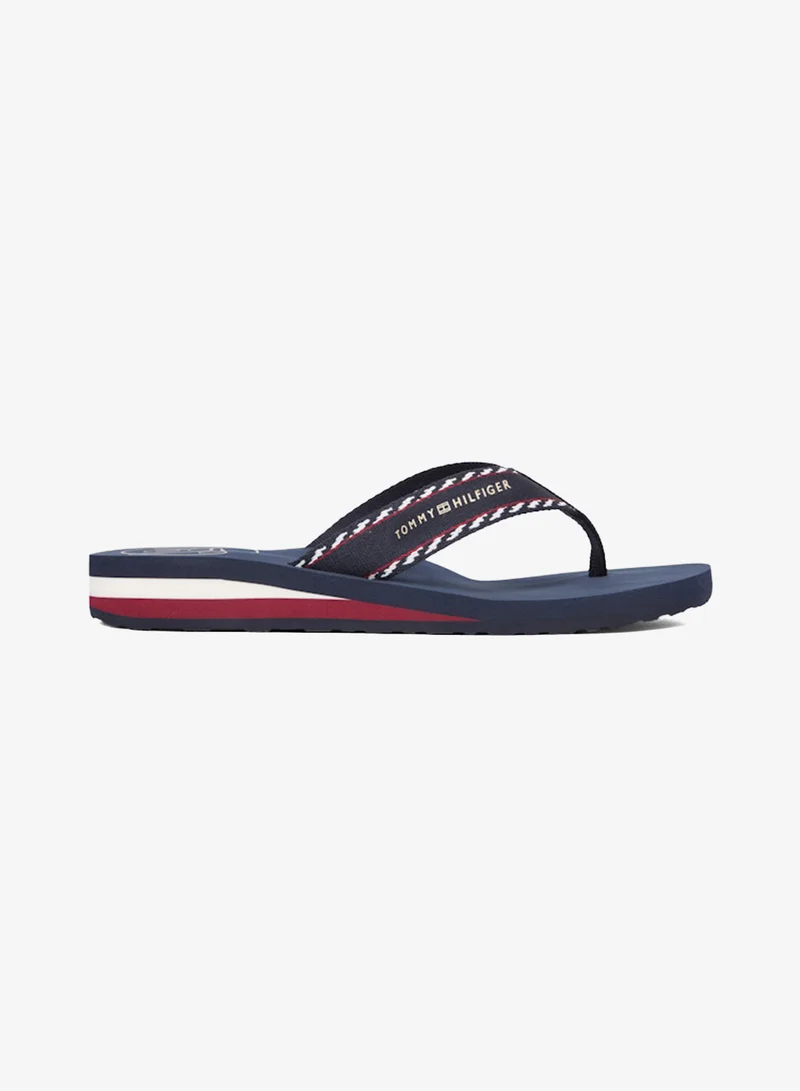 Jacquard Webbing Strap Wedge Flip-Flops